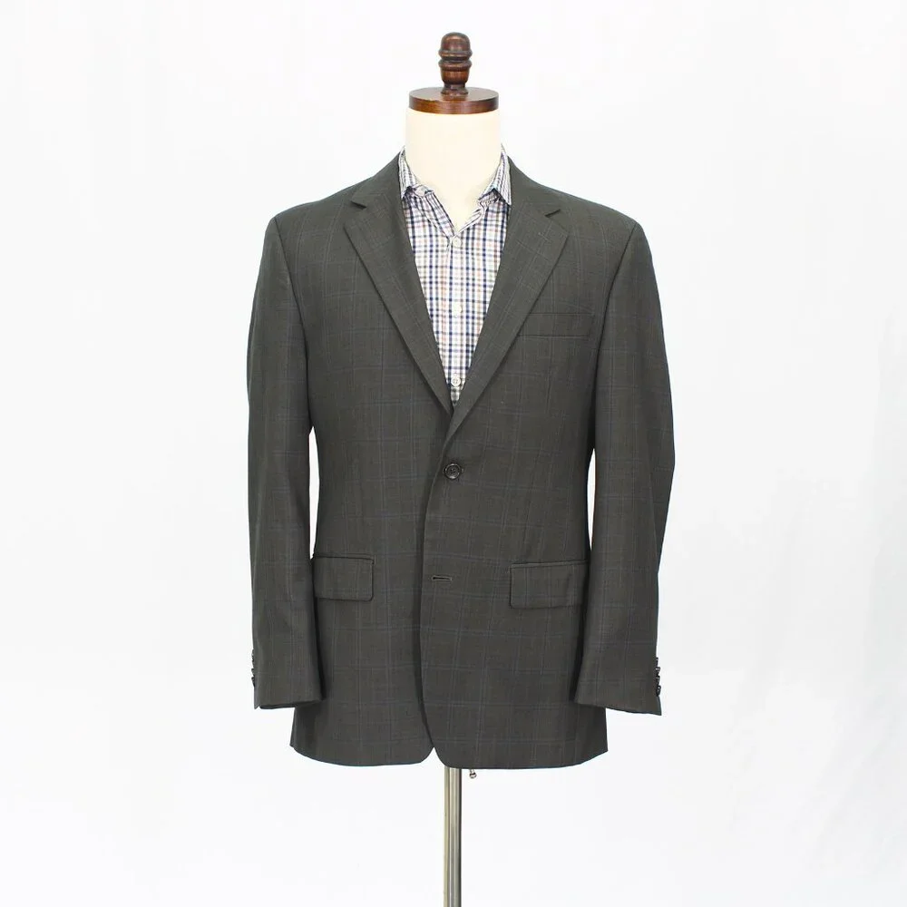 Michael Kors 38R Brown Blazer Sport Coat Jacket 2-Button Check Y237
